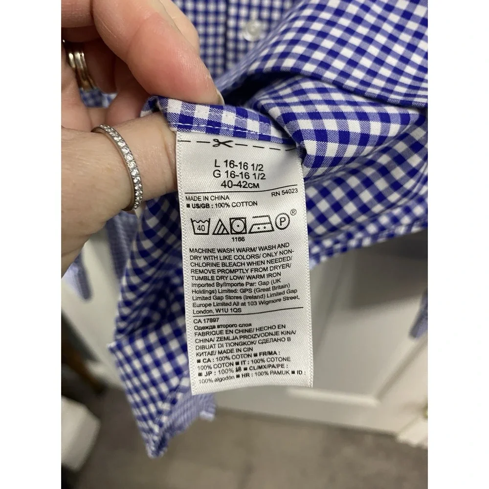 Men's Banana Republic Long Sleeve Button Up Casual Dress Shirt Blue/White L SLIM